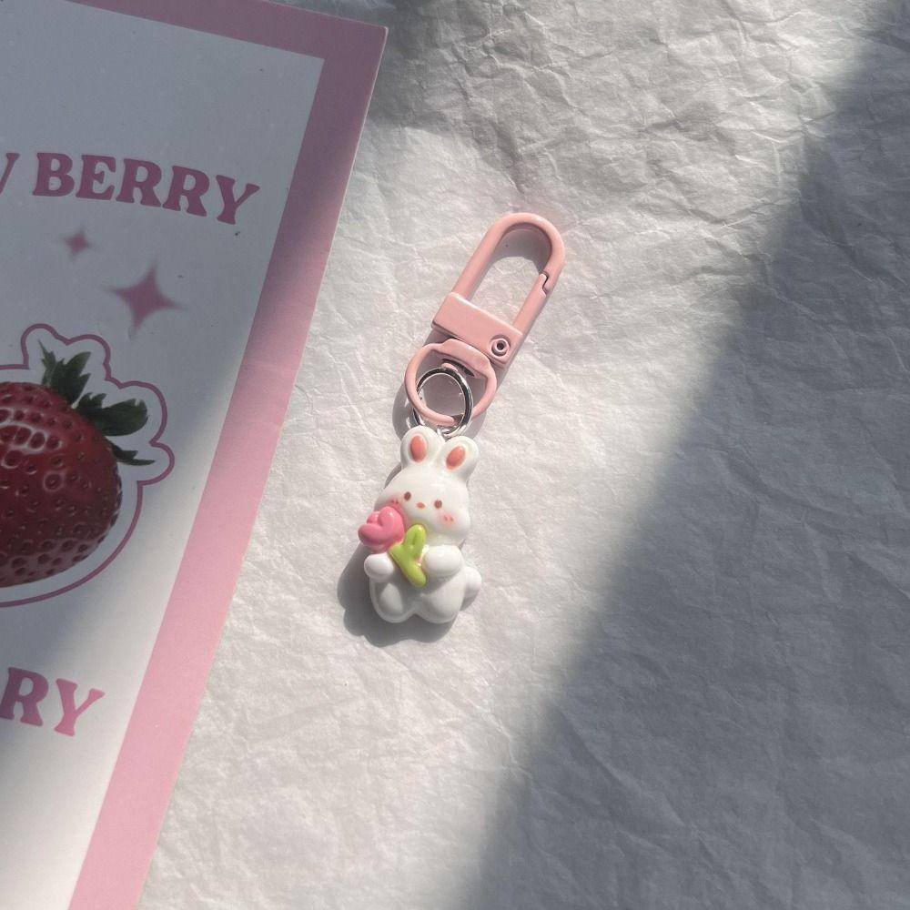 Кролик Морковка Смола Кролик Морковка Подвеска Смола Кролик Тюльпан Брелок Женский Леди Девушка 01